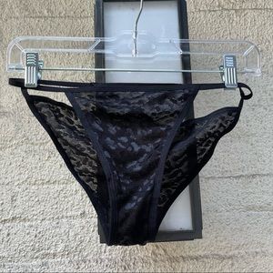 Black Leopard Print Lace Lingerie Panties size Small